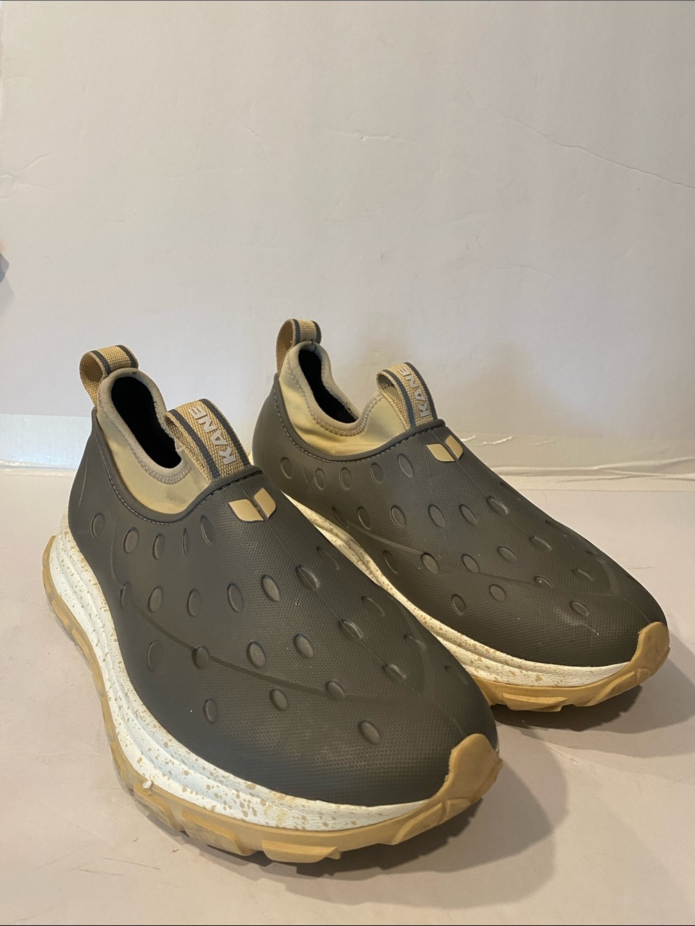 Kane Footwear Revive AC all-conditions Slip-on Shoes Gray and Tan (Bark)